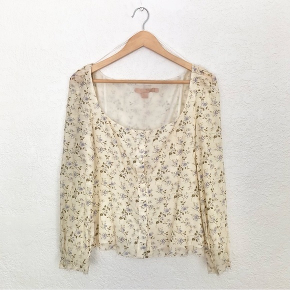 $890 Brock Collection Thelma Linen Cotton Floral Cottage Core Puff Sleeve Blouse - Picture 11 of 17
